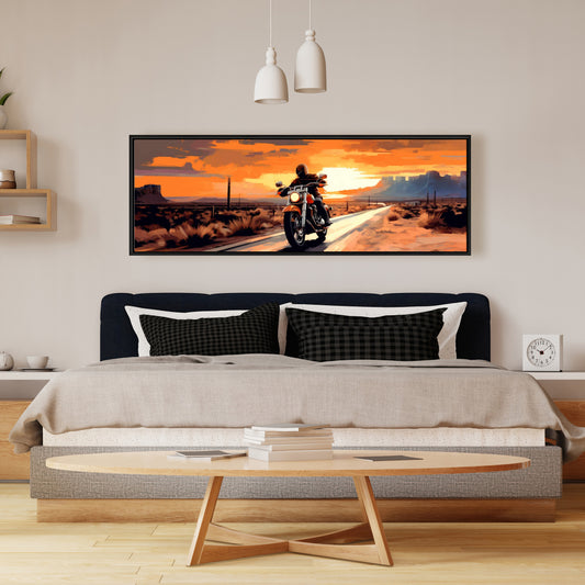 Biker Life White Contemporary Hobbies Framed Canvas Decor