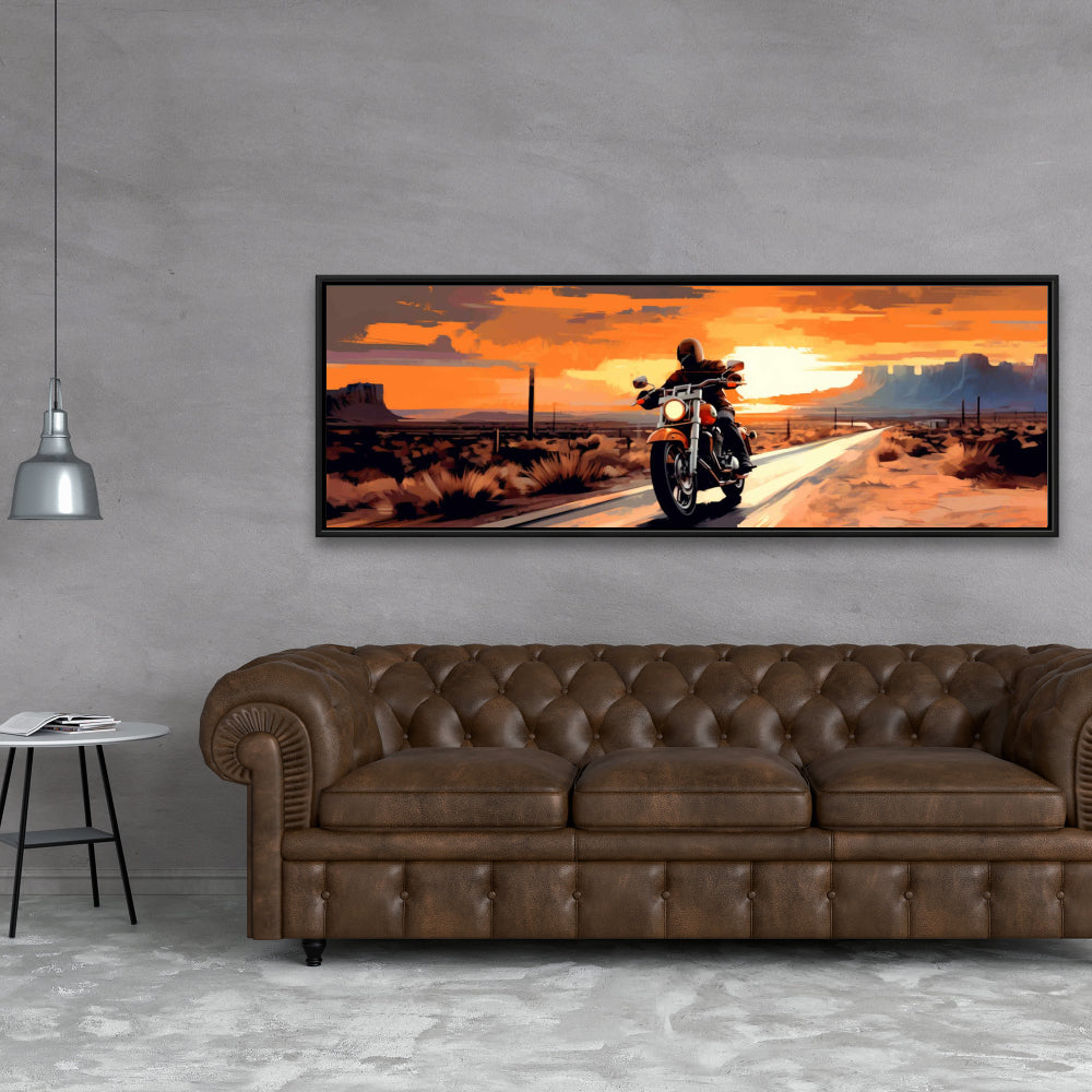 Biker Life White Contemporary Hobbies Framed Canvas Decor