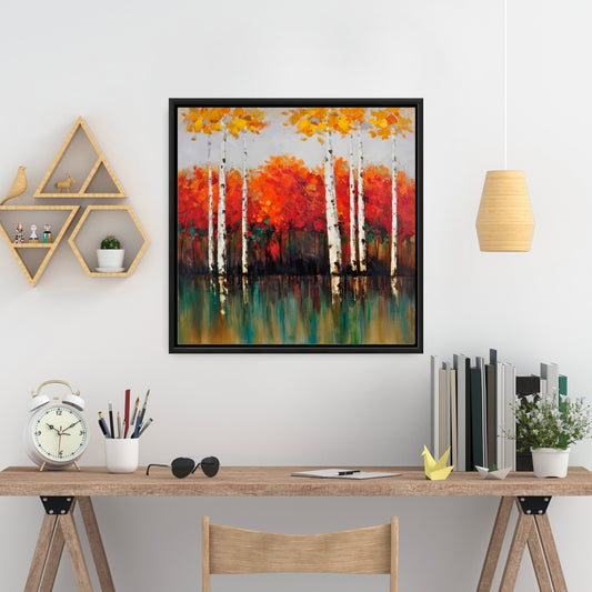 Bouleaux d'automne | Toile encadrée « Arbres verts pour chambre à coucher »