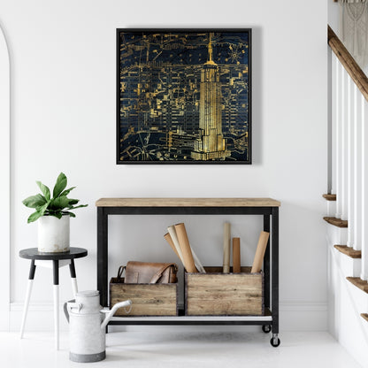 Toile imprimée Gold City Blue | Cadre bleu industriel