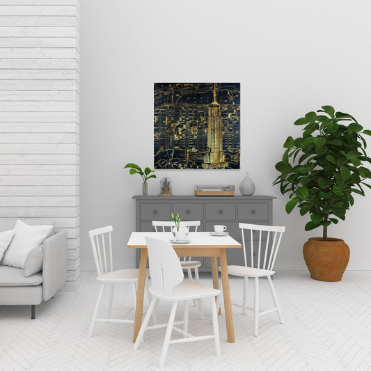 Gold City Blue Print Canvas | Blue Bedroom Wall Decor