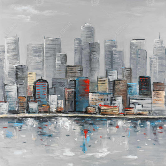 Blue Bedroom Abstract City Skyline Canvas | Home Decor Art