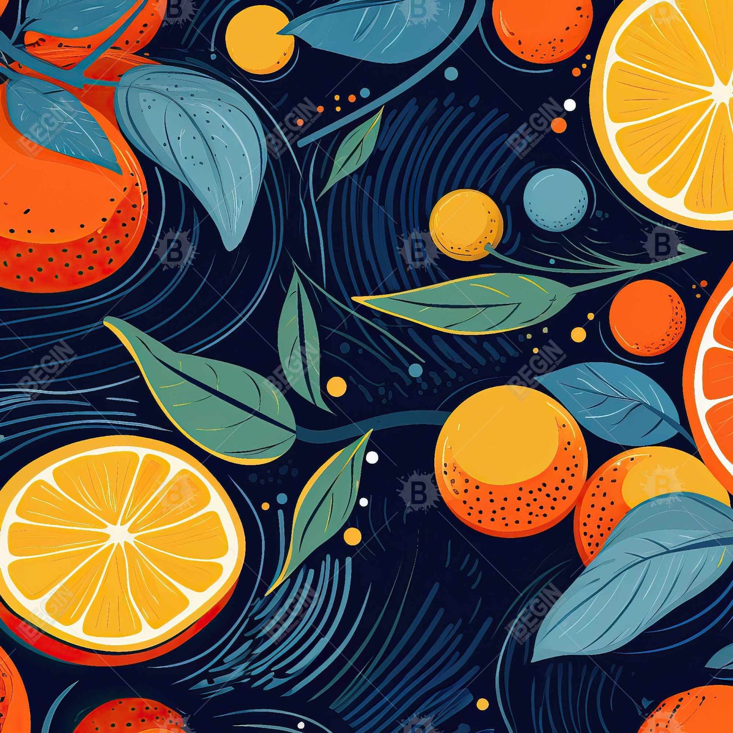 Toile encadrée « Agrumes flottants » | Décoration de chambre bleue | Art de la maison