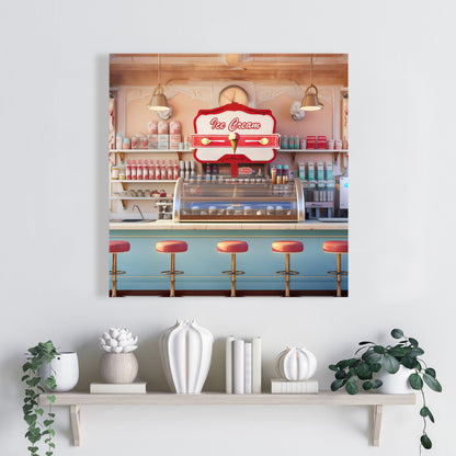 Retro Ice Cream Parlor Canvas - Home Decor Wall Art
