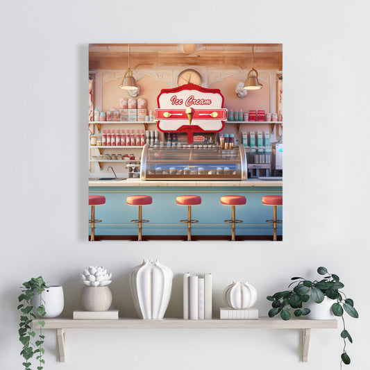 Retro Ice Cream Parlor Canvas - Home Decor Wall Art