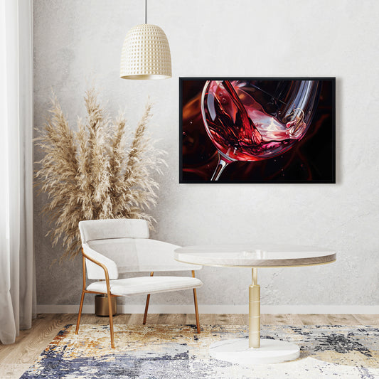 Toile décorative en verre à vin | Décoration d'intérieur avec cadre noir