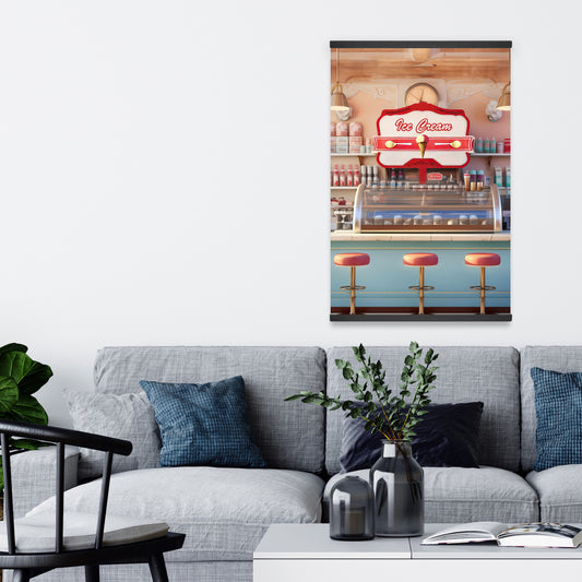Ice Cream Parlor Retro Magnetic Canvas - Home Decor Wall Art