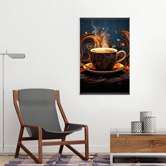 Coffee Trance Magnetic Canvas | Blue Gastronomy Home Decor