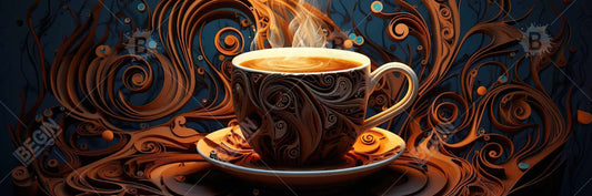 Toile de cuisine bleue « Trance café » - Décoration d'intérieur minimaliste