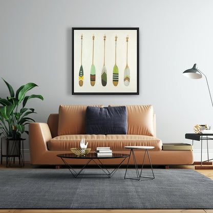 Toile encadrée colorée avec rames nautiques - Hobbies Brown Decor