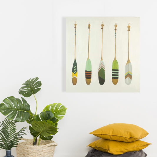 Colorful Nautical Oars Canvas - Brown Home Decor Wall Art