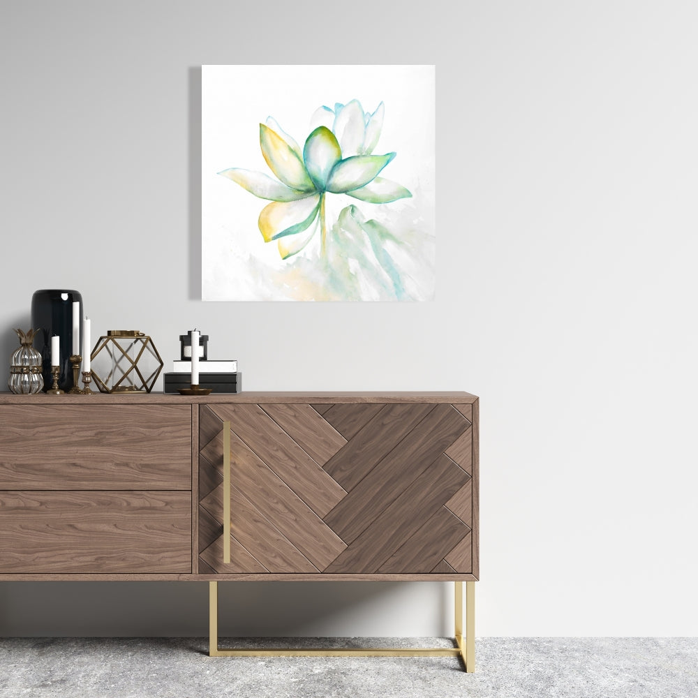 Green Botanical Canvas | Abstract Lotus Flower Home Decor