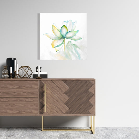Green Botanical Canvas | Abstract Lotus Flower Home Decor
