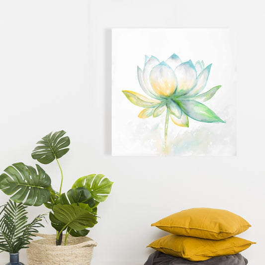 Lotus Flower Canvas | Botanical Blue Wall Art for Home Decor