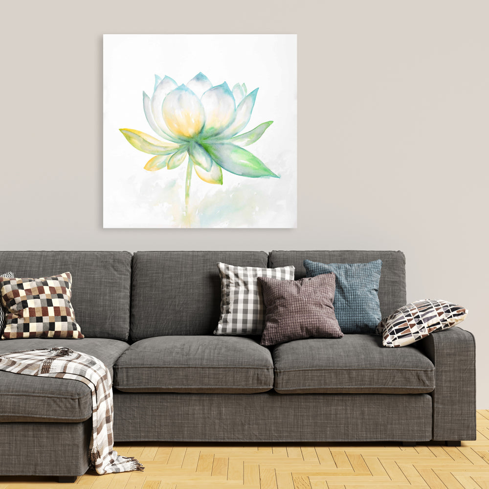 Lotus Flower Canvas | Botanical Blue Wall Art for Home Decor
