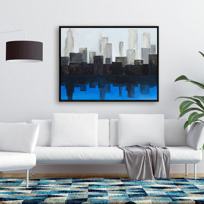 Toile « Cité bleue » | Décoration murale moderne pour chambre à coucher | Décoration d'intérieur