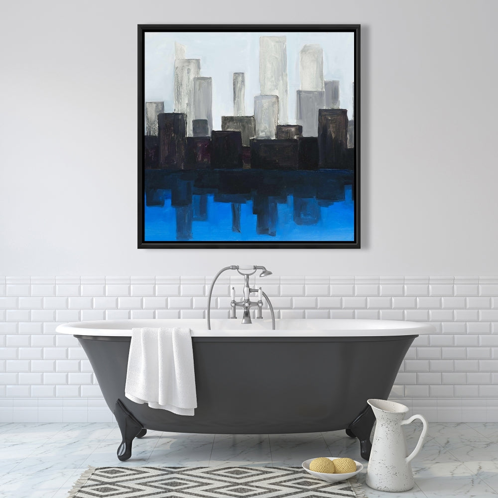 Toile « Cité bleue » | Décoration murale moderne pour chambre à coucher | Décoration d'intérieur