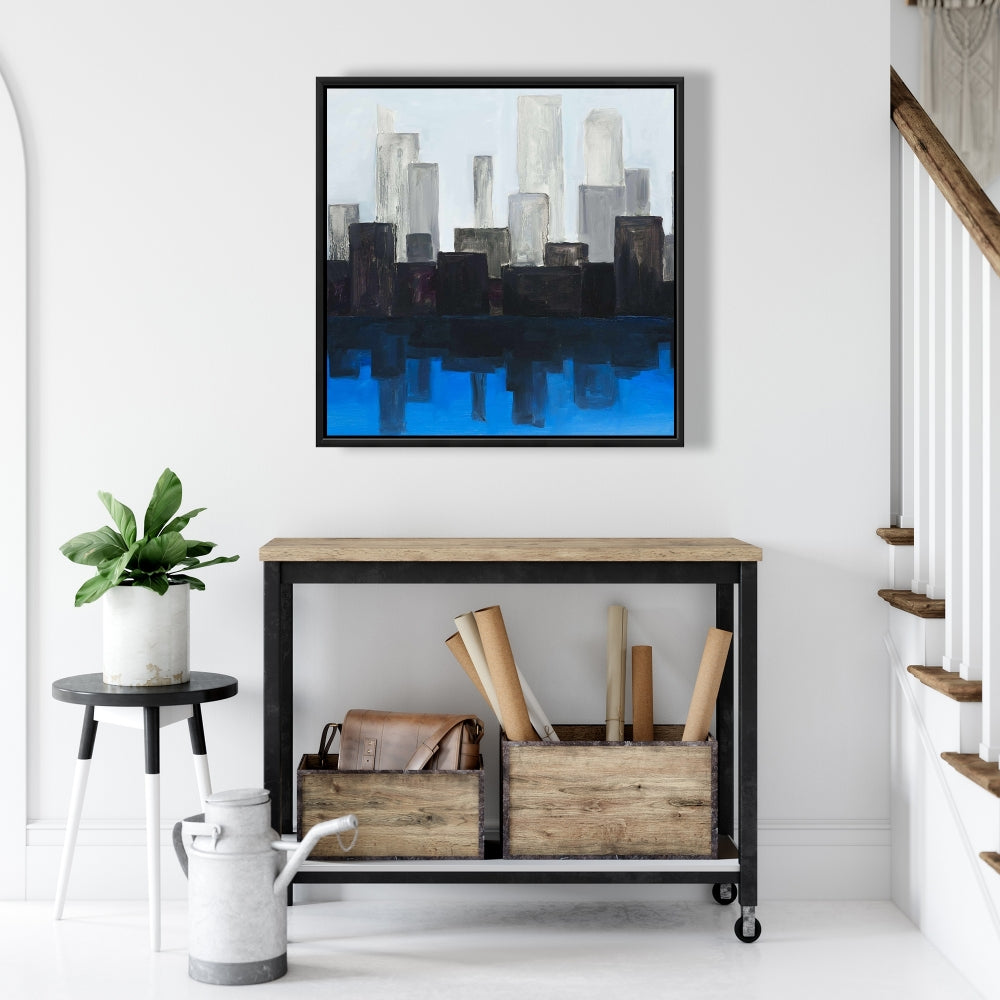 Toile « Cité bleue » | Décoration murale moderne pour chambre à coucher | Décoration d'intérieur