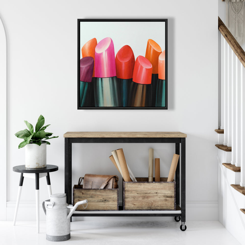 Lipstick Addict Framed Canvas - Bedroom Decor | Beauty Art