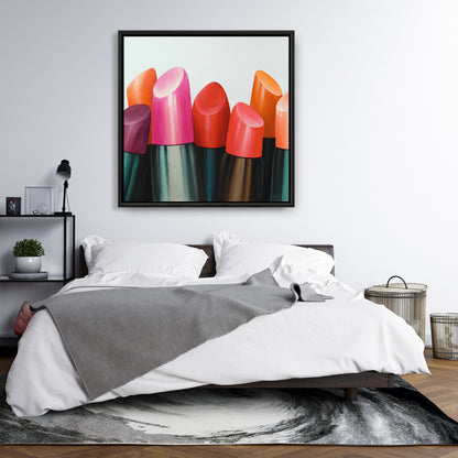 Lipstick Addict Framed Canvas - Bedroom Decor | Beauty Art