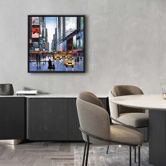 Toile encadrée « Villes bleues aux heures de pointe » | Décoration d'intérieur