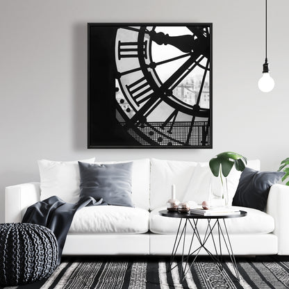 Horloge du musée d'Orsay, toile encadrée monochrome blanche