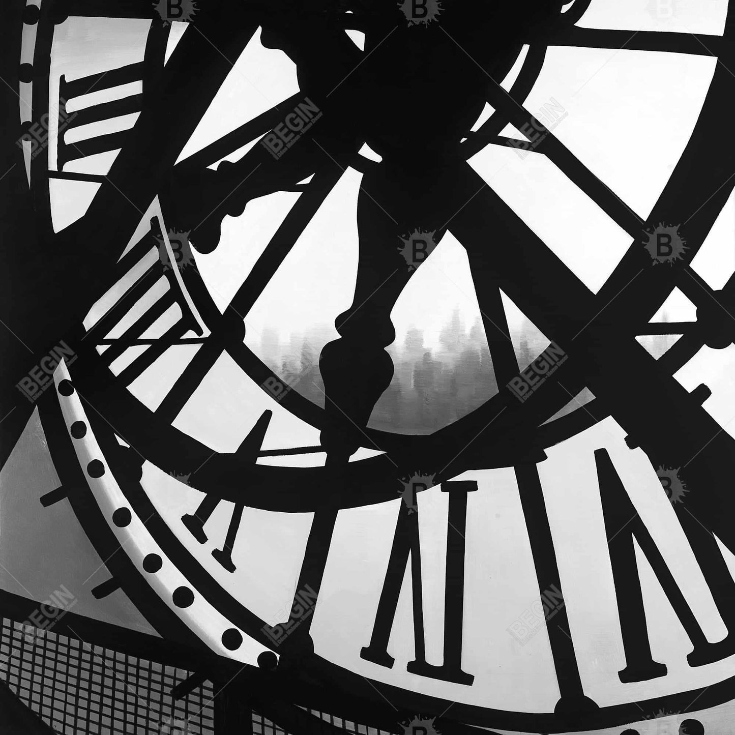 Monochrome White Canvas - Giant Clock Orsay Museum Wall Art