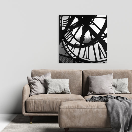 Monochrome White Canvas - Giant Clock Orsay Museum Wall Art