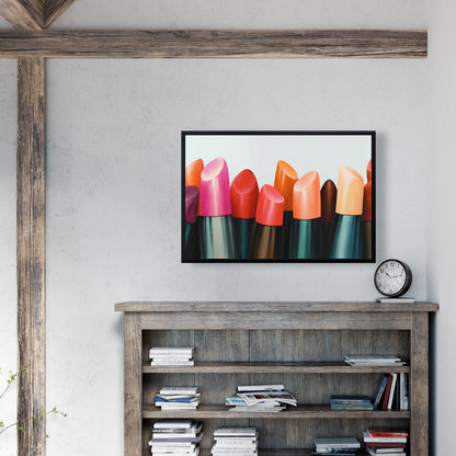 Lipstick Addict Framed Canvas - Bedroom Decor | Beauty Art