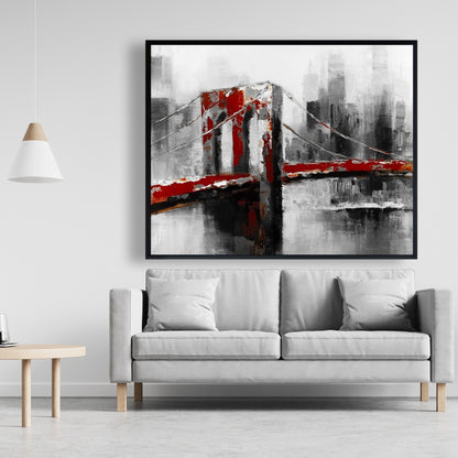 Abstract Brooklyn Bridge Framed Canvas - Contemporary Home Decor