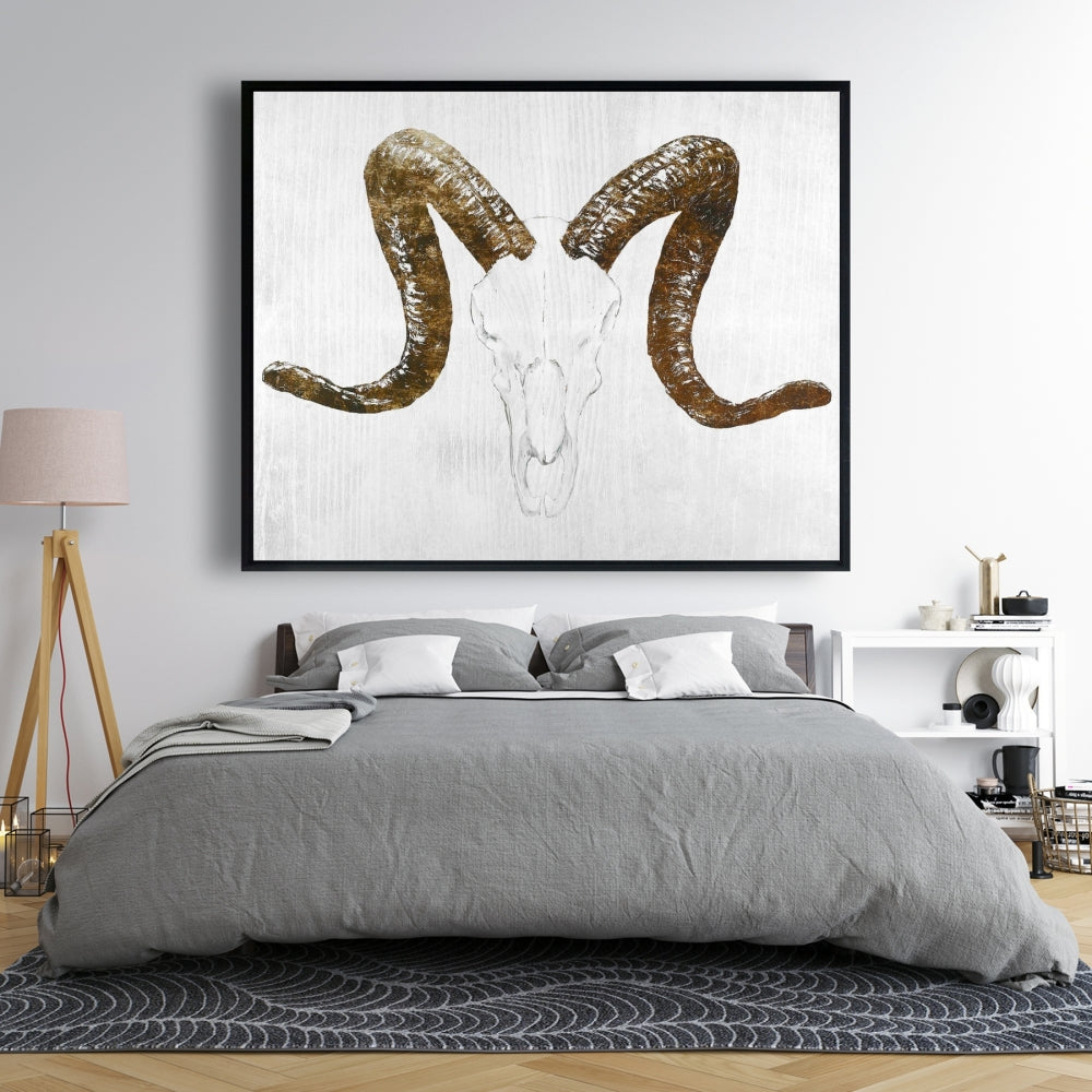 Rustic White Farm Animal Canvas - Aeries Skull Home Decor