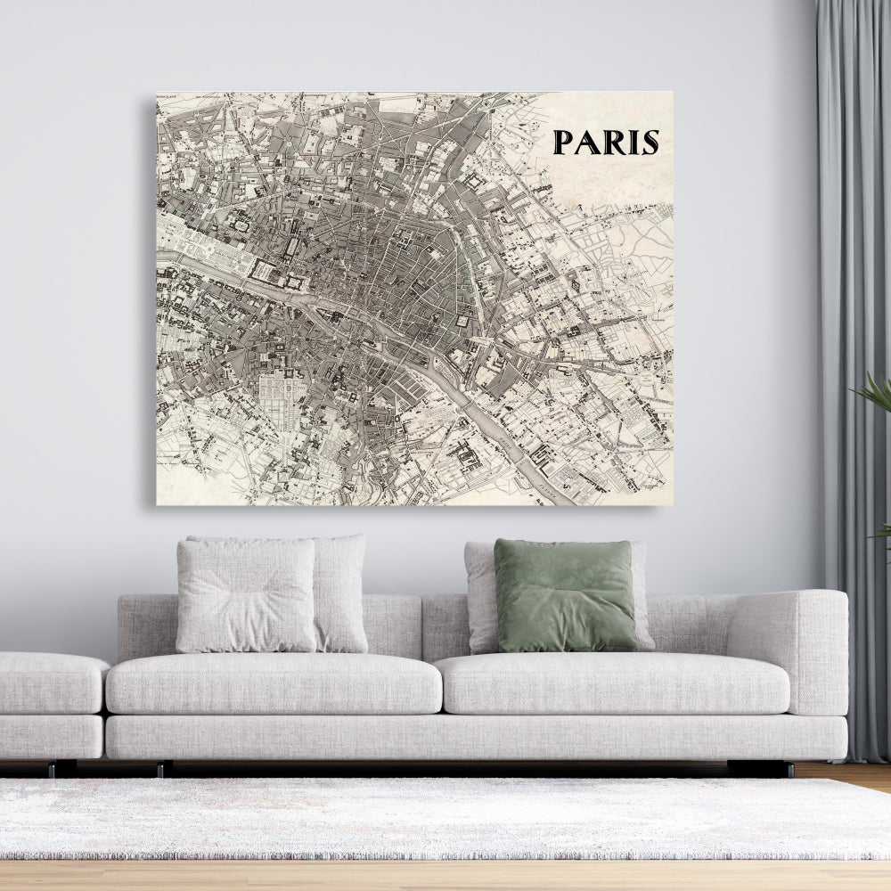 Paris Blue Sepia Beige Canvas | Home Decor Wall Art Prints