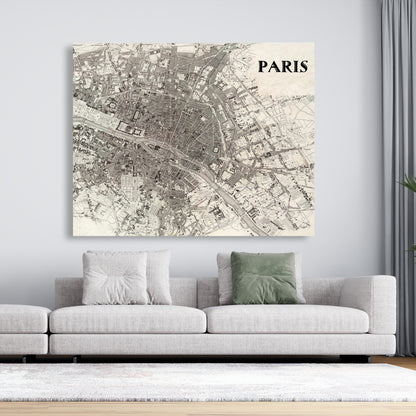 Paris Blue Sepia Beige Canvas | Home Decor Wall Art Prints