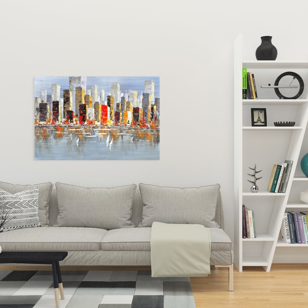 Colorful Buildings Canvas | Water Reflection Home Decor