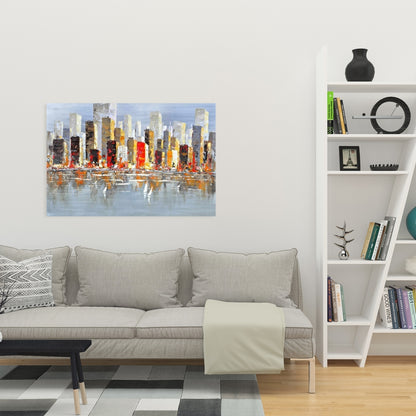 Colorful Buildings Canvas | Water Reflection Home Decor