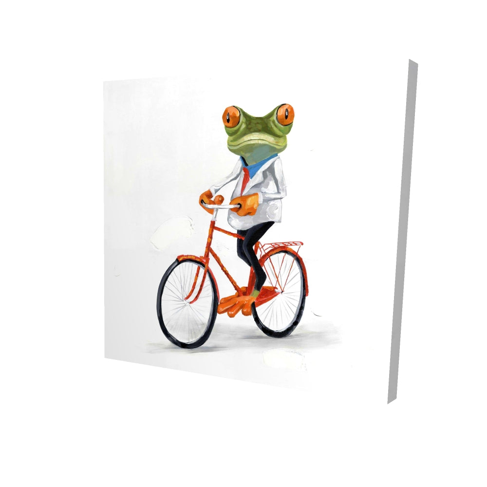Toile encadrée « Grenouille amusante à vélo » | Décoration d'intérieur