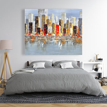 Colorful Buildings Canvas | Water Reflection Home Decor