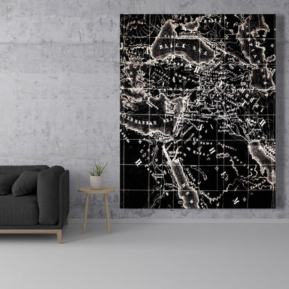 Brown Vintage Satellite View Canvas | Old Maritime Maps Decor