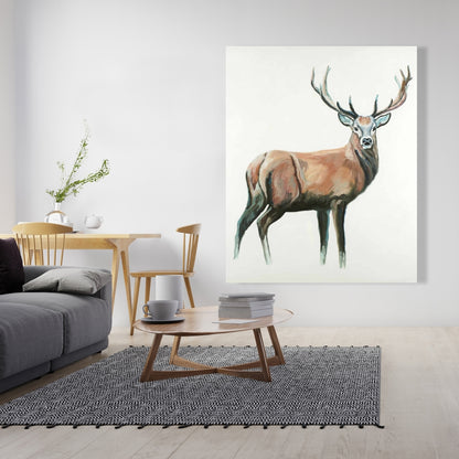 Rustic White Bedroom Canvas - Deer Art for Home Decor