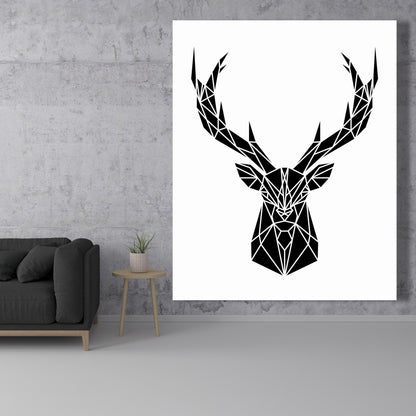 Geometric Deer Head Industrial Canvas - Modern Home Decor
