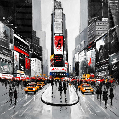 Gray Building Bedroom Canvas | New York City Busy Street Decor