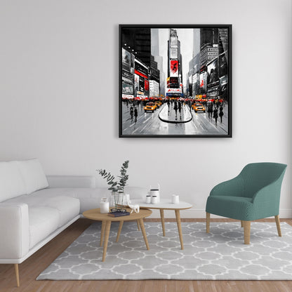 Gray Building Bedroom Canvas | New York City Busy Street Decor
