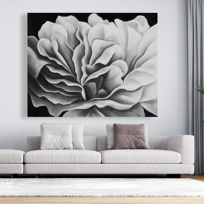 Beautiful Black and White Flower Canvas - Botanical Wall Art