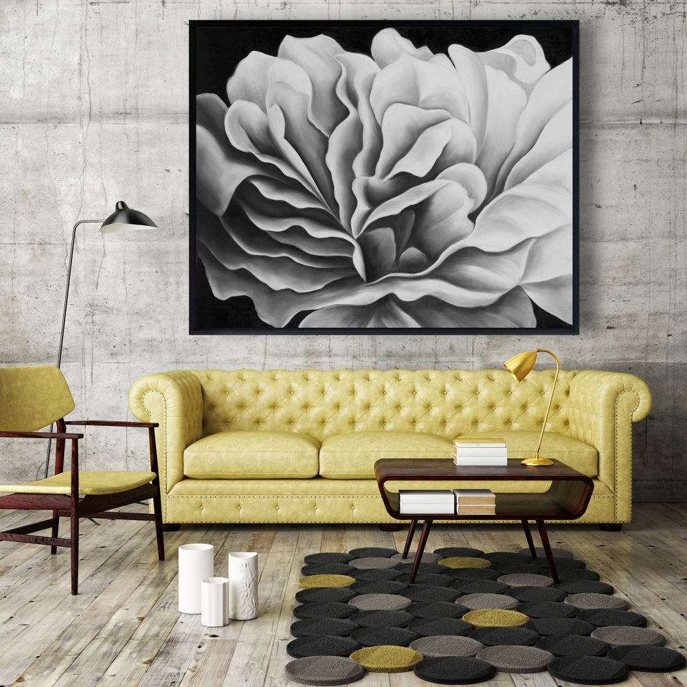 Magnifique toile fleurie en noir et blanc | Décoration d'intérieur