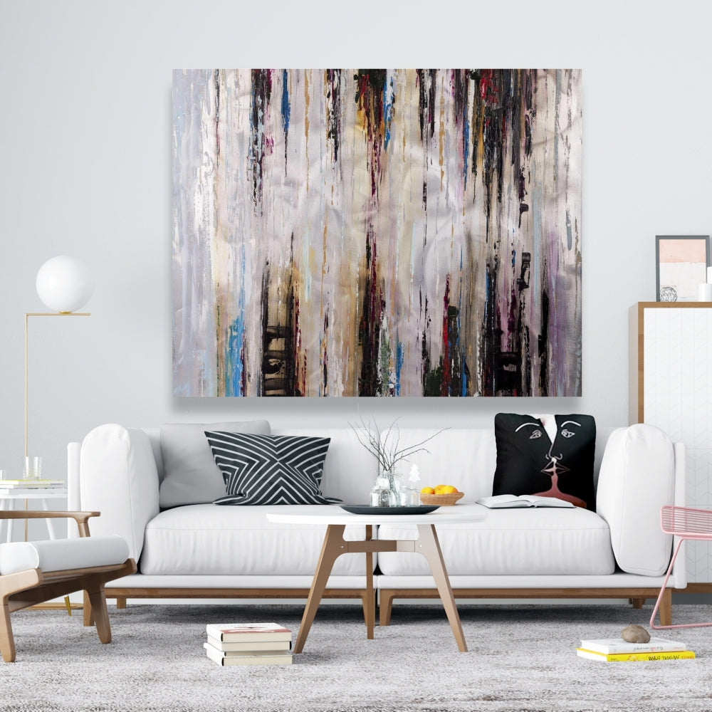 Abstract Runny Paint Canvas | Blue Shapes Modern Home Decor