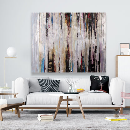 Abstract Runny Paint Canvas | Blue Shapes Modern Home Decor