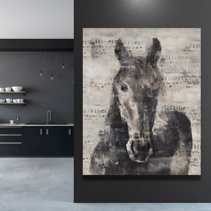 Brown Rustic Canvas - Abstract Horse Typography Home Decor