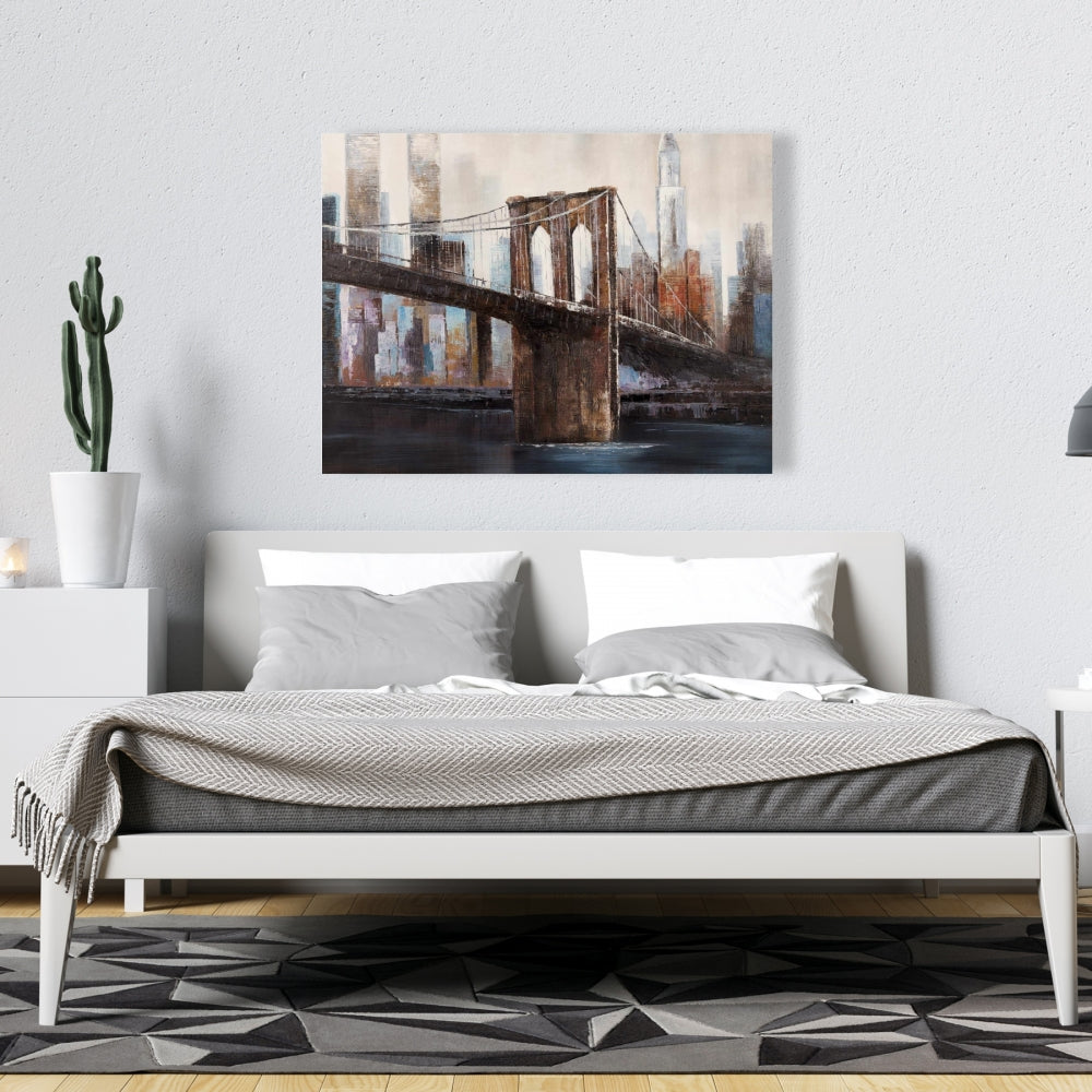 Urban Brooklyn Bridge Canvas | Bedroom Decor - Home Art