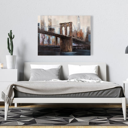 Urban Brooklyn Bridge Canvas | Bedroom Decor - Home Art