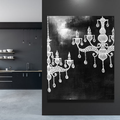 White Chandelier Canvas | Industrial Still Life Home Decor